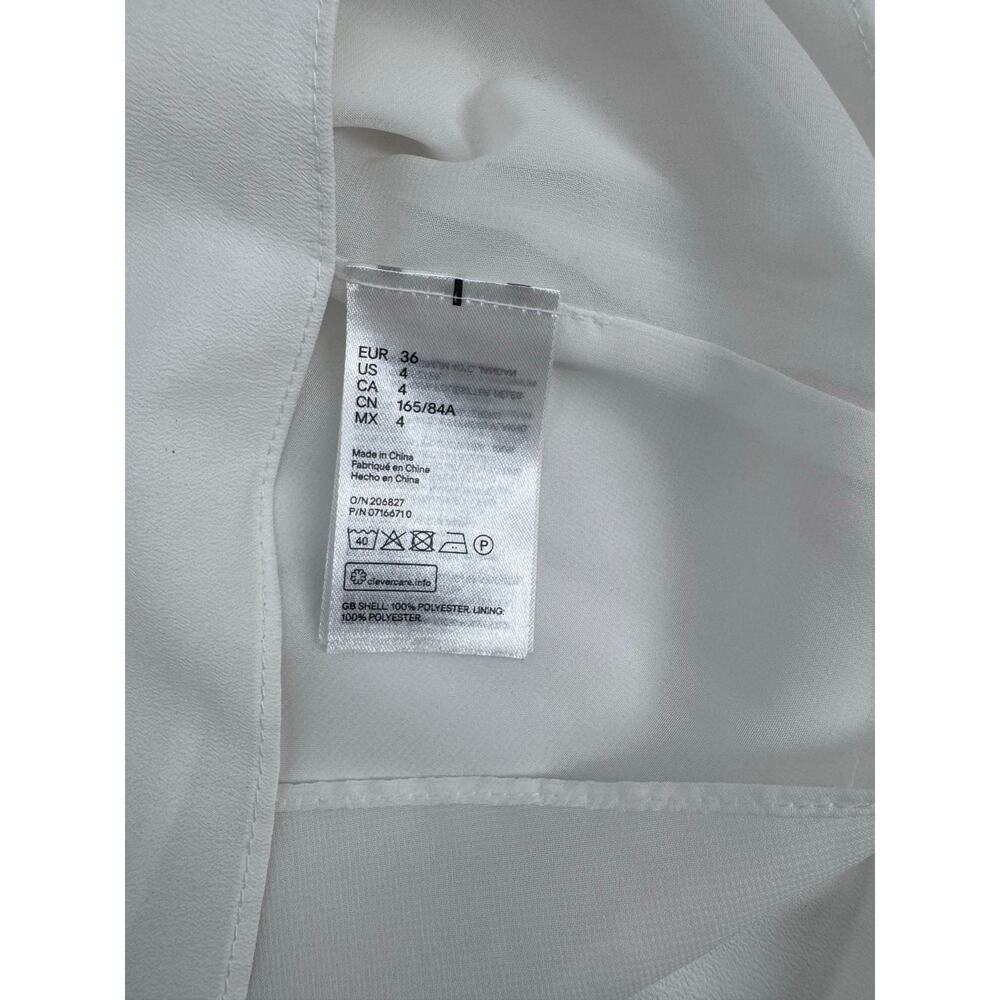 H&M White Sleeveless Blouse Tie Neck Mock Neck Minimalist Coquette Chic Size 4 - Picture 5 of 8